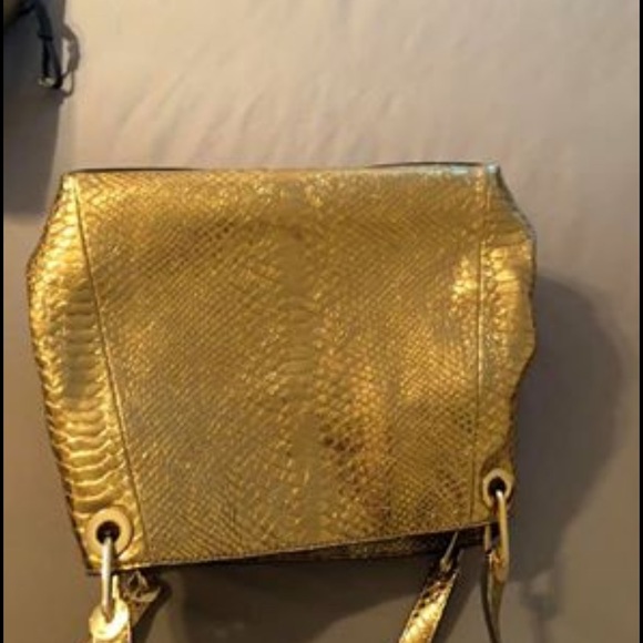 NWT Michael Kors Gold Python Leather Hobo - Picture 3 of 5